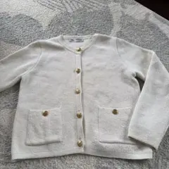 ZARA ホワイト ノーカラージャケット L