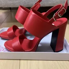 値下げ★DIANA 太ヒール　サンダル　レッド　ハイヒール