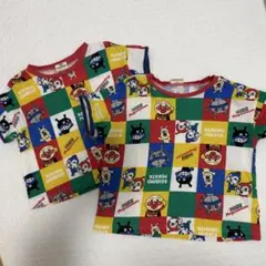 アンパンマン 半袖Tシャツ 総柄 100cm 110cm おそろい 兄弟 姉妹