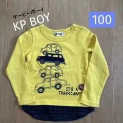 ◆100◆クルマ刺繍レイヤードカットソー 長袖シャツ ロンT KPBOY