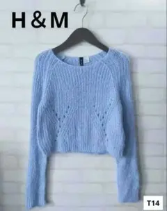 H&M♡可愛い水色ショート丈ニット