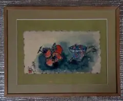 山下清 フェルトペン 色紙絵【 京都三条大橋図 】 肉筆 落款印譜有