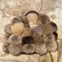 MIAN ブラウン ファー ハンドバッグ ボンボンバック　　最終値下げ