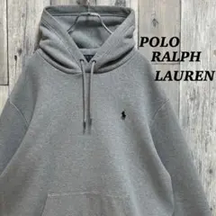 ポロラルフローレン　パーカー　プルオーバー　刺繍ロゴ　現行　裏起毛　グレー　XL