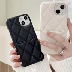 ✴︎即完売✴︎ iPhoneケース　ソフトケース　キルティング　ポケット付き　大人