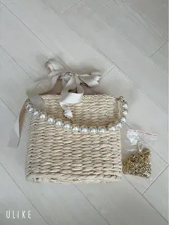 NICE CLAUP パールハンドル かごバッグ リボン付き 2WAYのサムネイル