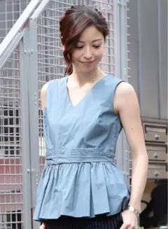 デミルクスビームス　ペプラムトップス　ノースリーブ　タンクトップ　ブラウス