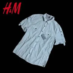 B372○新品 タグ付き H&M シャツ 半袖 袖ボタン M エイチアンドエムのサムネイル