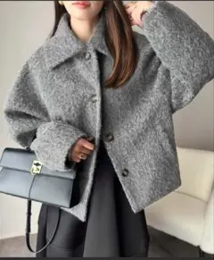 リングシャギー　ショート　コクーン　ジャケット