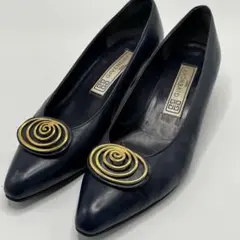 【ヴィンテージ】GIVENCHY ジバンシィ パンプス ネイビー 36 金具