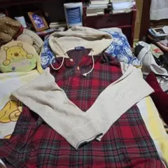 Polo チェック柄フード付きセーター