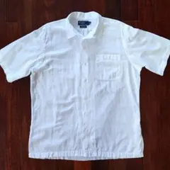 90s ポロ ラルフローレン CALDWELL 白 オープンカラー 開襟 シャツ