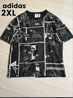adidas アディダス Tシャツ 2XL 黒柄
