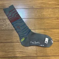 送料無料ピエールカルダンロゴブルーグリーンボーダーウールソックス16〜18cm