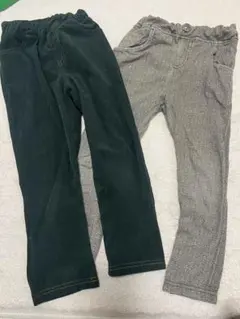 110cm ダークグリーン・グレー パンツ 2点セット