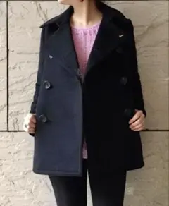 未使用級★★カシミヤ100％★★THE RERACS★ピーコート★黒★バッチ付