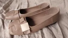 編み込みデザイン フラットシューズ24cm