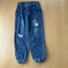 カーゴパンツ ブラック Y2K グランジ ギミック 黒スエード風カーゴ