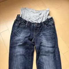 AIGELIEBE マタニティデニムパンツ ダークブルー