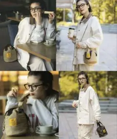 KIU パデッドドローストリングバッグ 巾着バック　2WAY カーキ