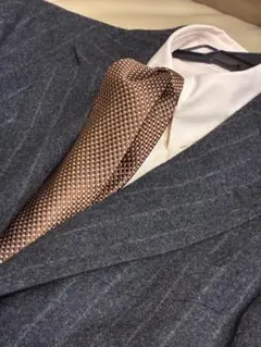 【未使用】五大陸　ブラウン/ベージュ　小紋柄ネクタイ
