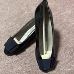 未使用　美品　BRUNO MAGLI リボンネイビー36 1/2フラットシューズ