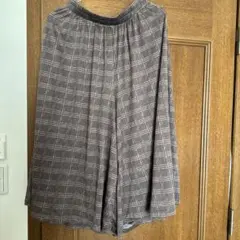 大きいサイズ ブラウン系チェック ガウチョパンツ