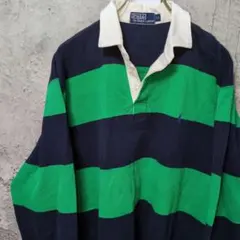 ポロバイラルフローレン ラガーシャツ　XL 太ボーダー 90s