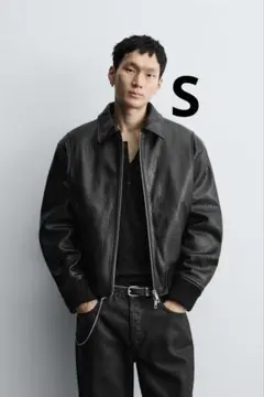 今期モデル ZARA フェイクレザージャケット 短丈 ボンバー ジャケット S