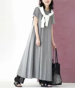 イーザッカマニアストアーズ　汗ジミ防止ロングワンピース　L〜LL　グレー