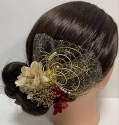 822.成人式　卒業式　水引髪飾り　プリザーブドフラワー