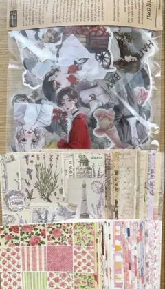 48.コラージュ素材　マステ　シール　300枚 大量　まとめ売り