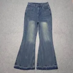 フレアデニム ブーツカット ダメージ加工 カットオフ Y2K ヴィンテージ