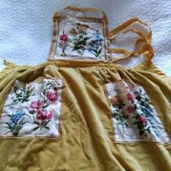 花柄ポケット付きタオル地エプロン 新品未使用