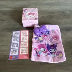 マクドナルドハッピーセット マイメロディ&クロミのリボンチャーム巾着 シール付