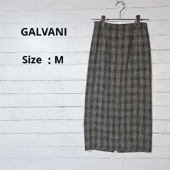 【美品】ガルヴァーニ　チェック　タイトスカー　9号　ミモレ丈　バックスリット入り