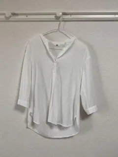 ユニクロレーヨンエアリースキッパーカラーブラウス(7分袖)