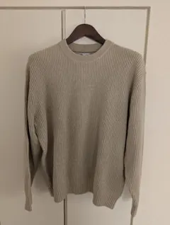 ZARA リブニット クルーネック ベージュ Lサイズのサムネイル