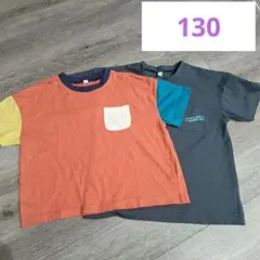 【美品】130サイズ グレー ポケットTシャツ カラフル