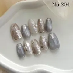 ネイルチップ　ニュアンス　グレー　マグネット　大理石　春ネイル