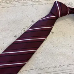 Vintage 90s Valentino ボルドー ストライプ ネクタイのサムネイル