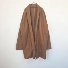 THE SHOP TK L ショールカラー ガウンコート 茶色 ウール混