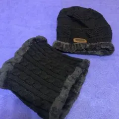 all-match ニット帽・スヌードセット ダークブラウン