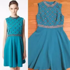 【グレースコンチネンタル】 ビジュー フレアワンピース