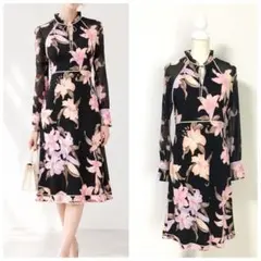 近年美品 LEONARD レオナール カンカン 花柄 ワンピース 40 - メルカリ