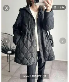 Emma taylorミリタリーキルティングドロストハーフコート ブラック　М