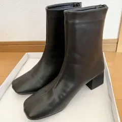 新品 スクエアトゥ チャンキーヒール ショートブーツ ブラック 黒 秋冬 L