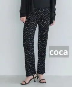 M 美品 coca プリーツゆるレギンスパンツ ドット柄 黒
