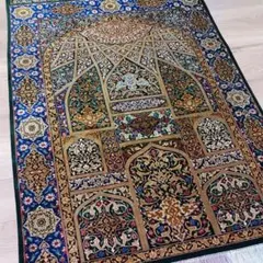 Y3038-2 高級ペルシャ絨毯 クム産 総シルク 手織110万ノット ma