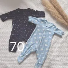 70 ユニクロ　ロンパース　キルトカバーオール　フリース